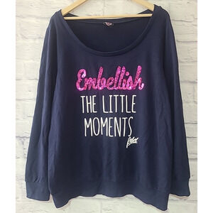 Torrid Rebel Wilson Embellish The Little Moments Top Sweatshirt Women's 1X Blue